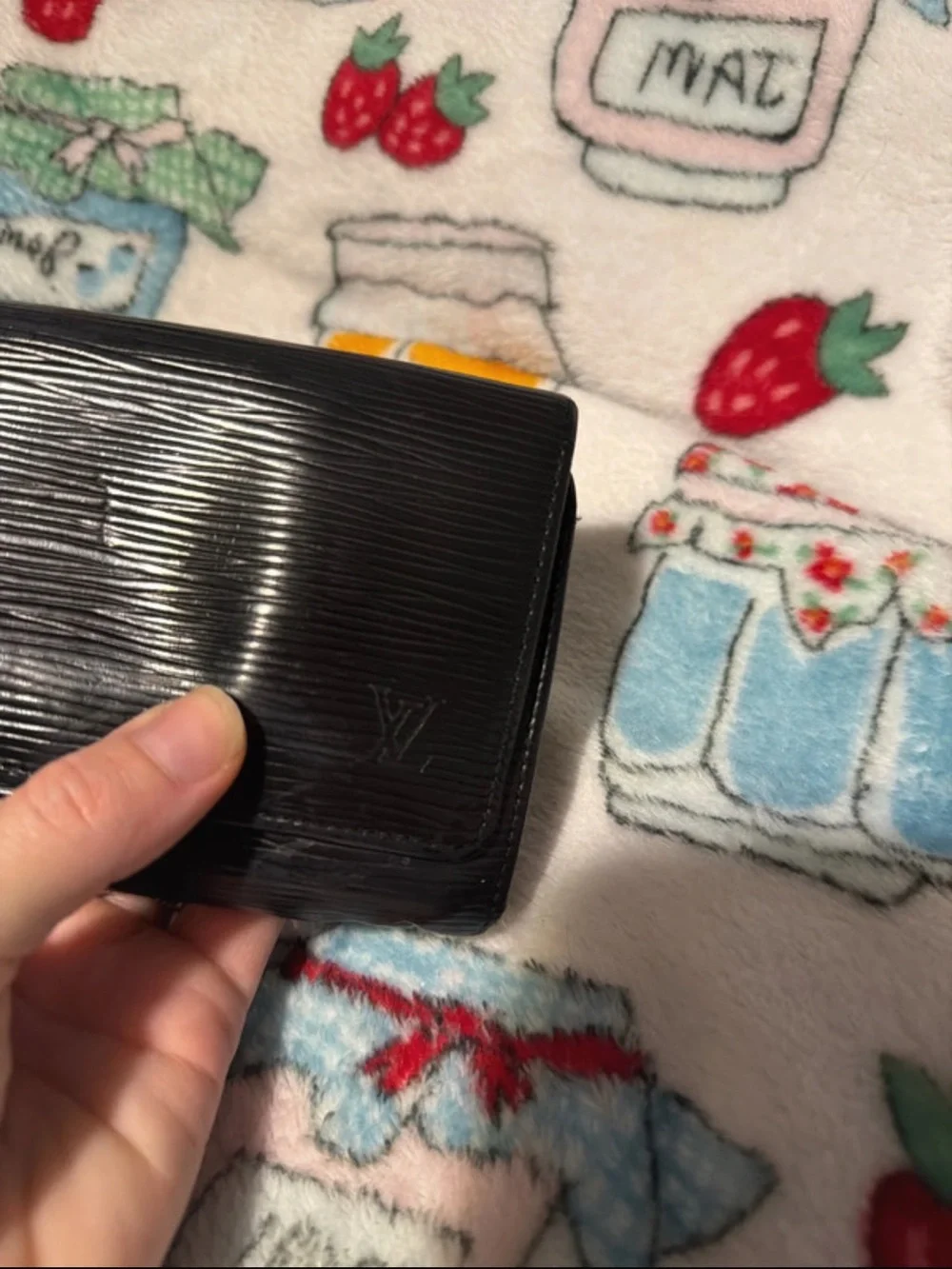 Black Leather LV Wallet with Zip Closure